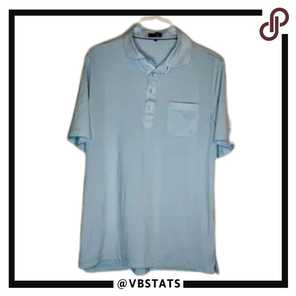 Stitch Caribbean Blue-White Striped‎ Short Sleeve Polo in Size Large